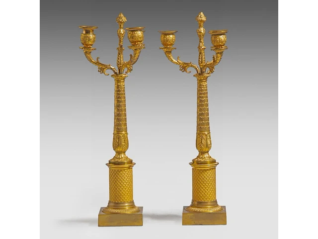 A pair of french empire-style gilt bronze candelabras 48.5 cm. (19.08 in.) - afbeelding 4 van  6