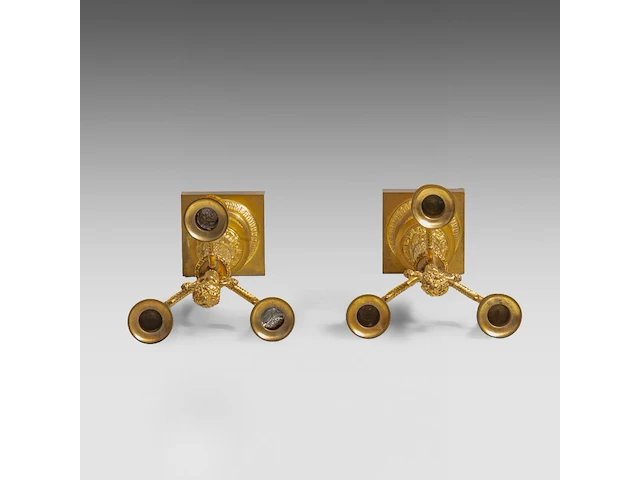 A pair of french empire-style gilt bronze candelabras 48.5 cm. (19.08 in.) - afbeelding 5 van  6