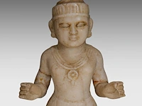 A pair of indian carved marble figures of hindu/jain deities, 19thc, h 39 cm - afbeelding 7 van  8
