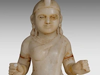 A pair of indian carved marble figures of hindu/jain deities, 19thc, h 39 cm - afbeelding 8 van  8