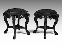 A pair of japanese carved octagonal bases, late 19thc/early 20thc, h 58 - ø 60 cm