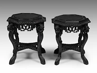 A pair of japanese carved octagonal bases, late 19thc/early 20thc, h 58 - ø 60 cm - afbeelding 2 van  7