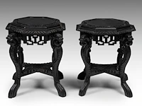 A pair of japanese carved octagonal bases, late 19thc/early 20thc, h 58 - ø 60 cm - afbeelding 3 van  7