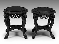 A pair of japanese carved octagonal bases, late 19thc/early 20thc, h 58 - ø 60 cm - afbeelding 5 van  7