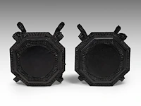 A pair of japanese carved octagonal bases, late 19thc/early 20thc, h 58 - ø 60 cm - afbeelding 6 van  7