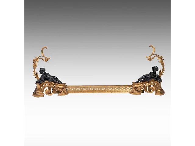 A pair of louis xv style gilt and patinated bronze andirons 45 cm. (17.71 in.) - afbeelding 1 van  5