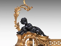 A pair of louis xv style gilt and patinated bronze andirons 45 cm. (17.71 in.) - afbeelding 4 van  5