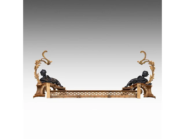 A pair of louis xv style gilt and patinated bronze andirons 45 cm. (17.71 in.) - afbeelding 5 van  5
