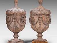A pair of neoclassical gustavian wooden trophies, 18thc 77 cm. (30.30 in.) - afbeelding 2 van  4