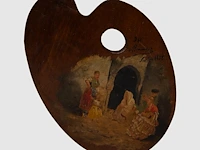 A pair of painter's palettes of luís menéndez pidal (1861-1932), decorated by the artist with typical spanish scenes, 1888 30 x 20 cm. (11.81 x 7.87 in.) - afbeelding 5 van  10