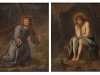 A pair of paintings from the passion of christ, 17thc, antwerp school, oil on oak 26 x 22 cm. (10.24 x 8.66 in.), frame: 32 x 28.5 cm. (12.59 x 11.22 in.)