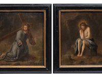 A pair of paintings from the passion of christ, 17thc, antwerp school, oil on oak 26 x 22 cm. (10.24 x 8.66 in.), frame: 32 x 28.5 cm. (12.59 x 11.22 in.) - afbeelding 2 van  7