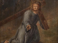 A pair of paintings from the passion of christ, 17thc, antwerp school, oil on oak 26 x 22 cm. (10.24 x 8.66 in.), frame: 32 x 28.5 cm. (12.59 x 11.22 in.) - afbeelding 4 van  7