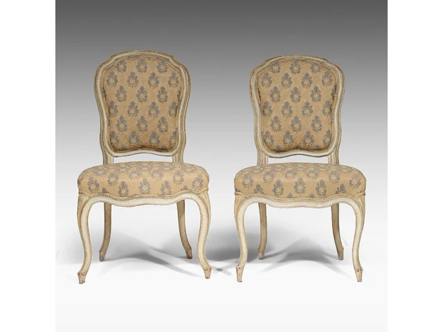 A pair of patinated louis xvi chairs, 18thc 84 x 51 x 55 cm. (33.07 x 20.07 x 21.64 in.) - afbeelding 1 van  6