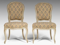 A pair of patinated louis xvi chairs, 18thc 84 x 51 x 55 cm. (33.07 x 20.07 x 21.64 in.)