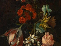 A pair of pendant works with flower still lifes, 19thc, oil on canvas 72 x 29 cm. (28.35 x 11.41 in.), frame: 82 x 39 cm. (32.28 x 15.34 in.) - afbeelding 2 van  11