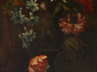 A pair of pendant works with flower still lifes, 19thc, oil on canvas 72 x 29 cm. (28.35 x 11.41 in.), frame: 82 x 39 cm. (32.28 x 15.34 in.) - afbeelding 3 van  11
