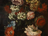 A pair of pendant works with flower still lifes, 19thc, oil on canvas 72 x 29 cm. (28.35 x 11.41 in.), frame: 82 x 39 cm. (32.28 x 15.34 in.) - afbeelding 10 van  11