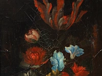 A pair of pendant works with flower still lifes, 19thc, oil on canvas 72 x 29 cm. (28.35 x 11.41 in.), frame: 82 x 39 cm. (32.28 x 15.34 in.) - afbeelding 11 van  11