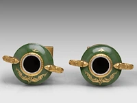A pair of polychrome and gilt limoges porcelain vases and covers, decorated with hand-painted flowers 42 cm. (16.53 in.) - afbeelding 5 van  6