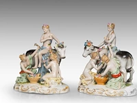 A pair of polychrome decorated saxony porcelain figurines of europa and the bull, marked dresden 26.5 x 24 cm. (10.42 x 9.44 in.) - afbeelding 5 van  12