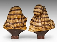 A pair of polychrome terracotta busts of arabs by koenig & lengsfeld, ca. 1900 47 cm. (18 1/2 in.) - afbeelding 4 van  7