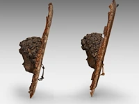 A pair of polychrome wooden sculptures of angel heads, 17thc 41 cm. (16.14 in.) - afbeelding 4 van  5