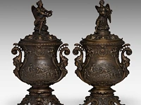 A pair of renaissance revival patinated bronze vases and covers, late 19thc 47 cm. (18 1/2 in.)