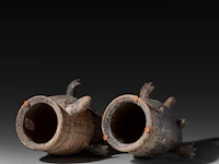 A pair of terracotta nana densu legba torso figures, fon people, benin 40 cm. (15 3/4 in.) - afbeelding 4 van  7