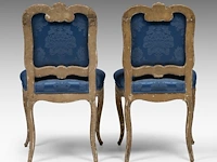 A pair of venetian rococo giltwood chairs with silk upholstery, 18thc 89 x 49 x 45 cm. (35.03 x 19.28 x 17.71 in.) - afbeelding 3 van  7