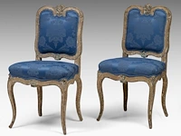 A pair of venetian rococo giltwood chairs with silk upholstery, 18thc 89 x 49 x 45 cm. (35.03 x 19.28 x 17.71 in.) - afbeelding 6 van  7