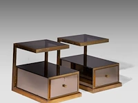 A pair of vintage '70s design brass and glass night tables by michel pigneres 50 x 45 x 60 cm. (19.67 x 17.71 x 23.62 in.)