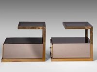 A pair of vintage '70s design brass and glass night tables by michel pigneres 50 x 45 x 60 cm. (19.67 x 17.71 x 23.62 in.) - afbeelding 4 van  10