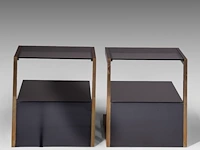 A pair of vintage '70s design brass and glass night tables by michel pigneres 50 x 45 x 60 cm. (19.67 x 17.71 x 23.62 in.) - afbeelding 5 van  10