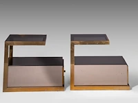 A pair of vintage '70s design brass and glass night tables by michel pigneres 50 x 45 x 60 cm. (19.67 x 17.71 x 23.62 in.) - afbeelding 6 van  10