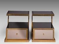 A pair of vintage '70s design brass and glass night tables by michel pigneres 50 x 45 x 60 cm. (19.67 x 17.71 x 23.62 in.) - afbeelding 8 van  10