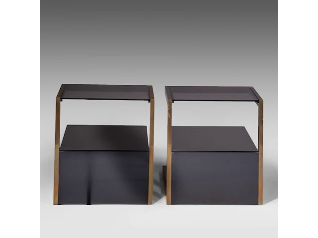 A pair of vintage '70s design brass and glass night tables by michel pigneres 50 x 45 x 60 cm. (19.67 x 17.71 x 23.62 in.) - afbeelding 10 van  10