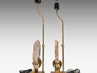 A pair of vintage '70s design table lamps, brass with agate stones smallest: 66.5 cm. (26.17 in.), tallest: 72.5 cm. (28.53 in.) - afbeelding 4 van  6