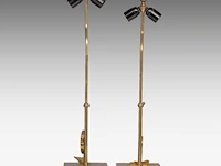 A pair of vintage '70s design table lamps, brass with agate stones smallest: 66.5 cm. (26.17 in.), tallest: 72.5 cm. (28.53 in.) - afbeelding 5 van  6