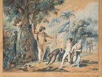 A pair of watercolour drawings after fréd schall (1752-1825), with scenes from paul and virginia, the famous novel by jacques-henri bernardin de saint-pierre 32.5 x 42 cm. (12.80 x 16.53 in.), frame: 61.5 x 66.5 cm. (24. - afbeelding 7 van  11