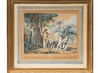 A pair of watercolour drawings after fréd schall (1752-1825), with scenes from paul and virginia, the famous novel by jacques-henri bernardin de saint-pierre 32.5 x 42 cm. (12.80 x 16.53 in.), frame: 61.5 x 66.5 cm. (24. - afbeelding 8 van  11