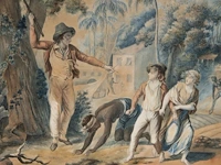 A pair of watercolour drawings after fréd schall (1752-1825), with scenes from paul and virginia, the famous novel by jacques-henri bernardin de saint-pierre 32.5 x 42 cm. (12.80 x 16.53 in.), frame: 61.5 x 66.5 cm. (24. - afbeelding 10 van  11