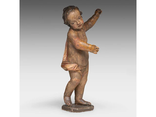 A polychrome limewood sculpture of a putto, 18thc 68 cm. (26.76 in.) - afbeelding 6 van  6