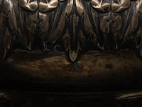 A portuguese silver pique-fleurs on a mirrored stand, porto hallmarks (1886-1938), total h 15 - 35 cm, 833/000 - afbeelding 5 van  7