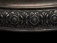 A portuguese silver pique-fleurs on a mirrored stand, porto hallmarks (1886-1938), total h 15 - 35 cm, 833/000 - afbeelding 6 van  7