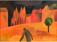 A. potapenko - wandelaar in landschap - olie op doek - 59x79 cm