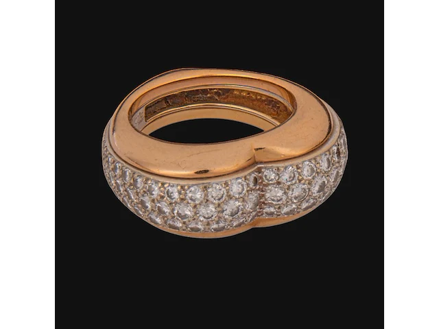 A rare cartier 'juliette' 18ct yellow gold ring set with brilliant-cut diamonds, weight: 14,5 g (+) - afbeelding 7 van  10
