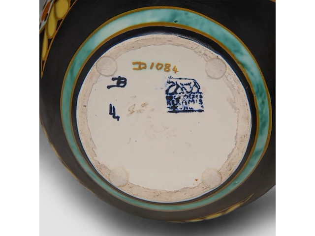 A rare charles catteau (1880-1966) art deco vase, polychrome floral design, ca 1927 - afbeelding 7 van  7