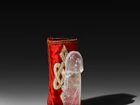 A rare himalayan carved rock crystal phallus, tibet, l 12 cm
