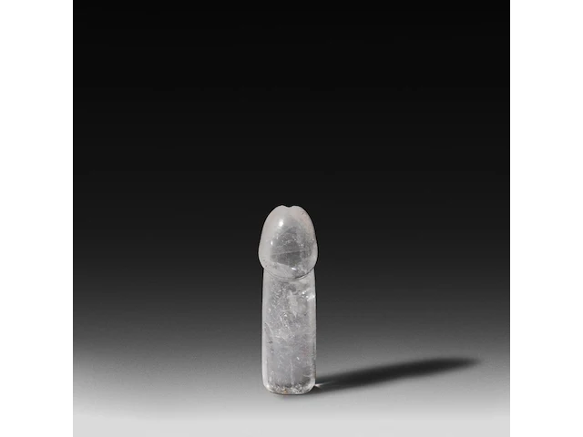 A rare himalayan carved rock crystal phallus, tibet, l 12 cm - afbeelding 3 van  5